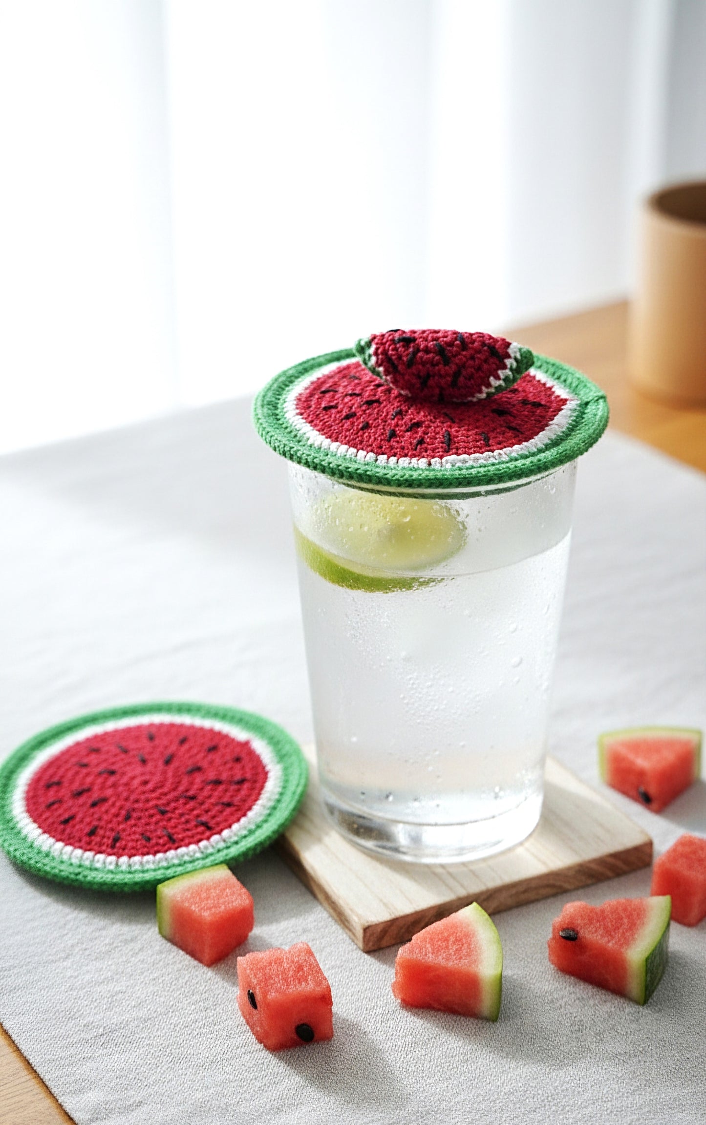 Crochet Watermelon Glass Lids โ Add a Splash of Summer to Every Sip ๐