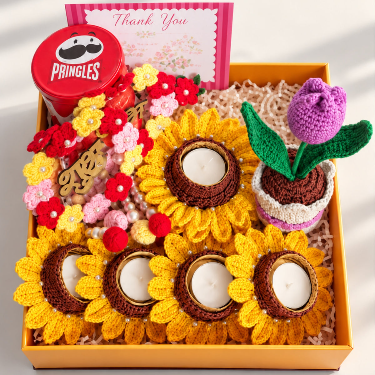 Sunflower Glow | Handmade Crochet Diwali Gift Hamper