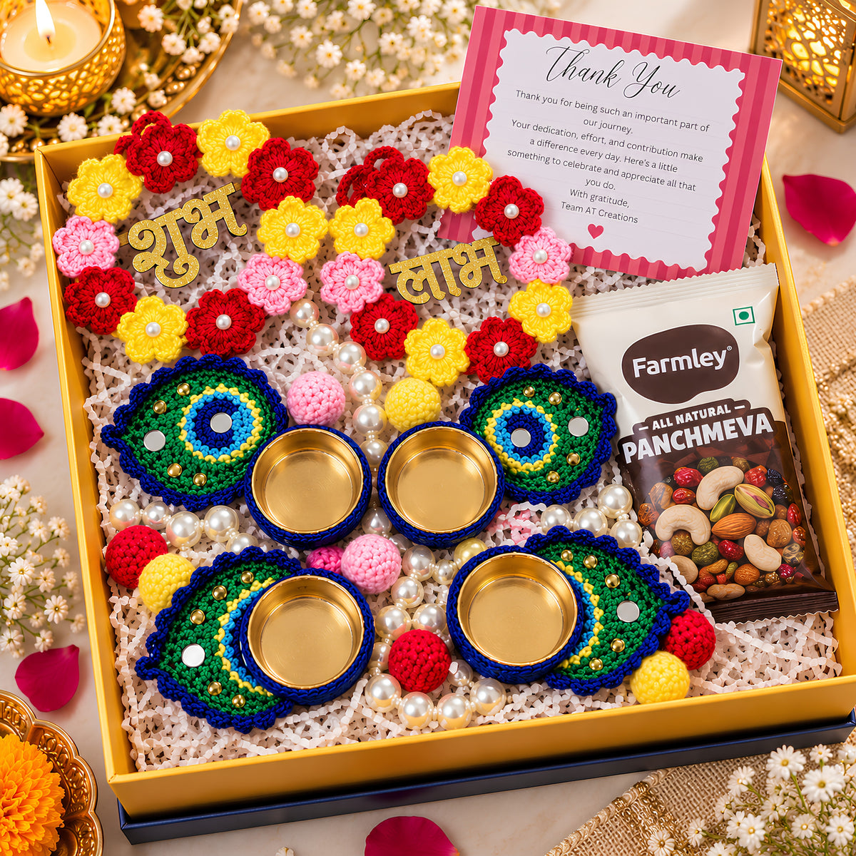 Mor Pankh Elegance | Handmade Crochet Diwali Gift Hamper