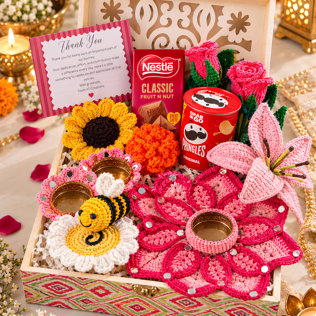 Blooming Bliss | Handmade Crochet Diwali Gift Hamper