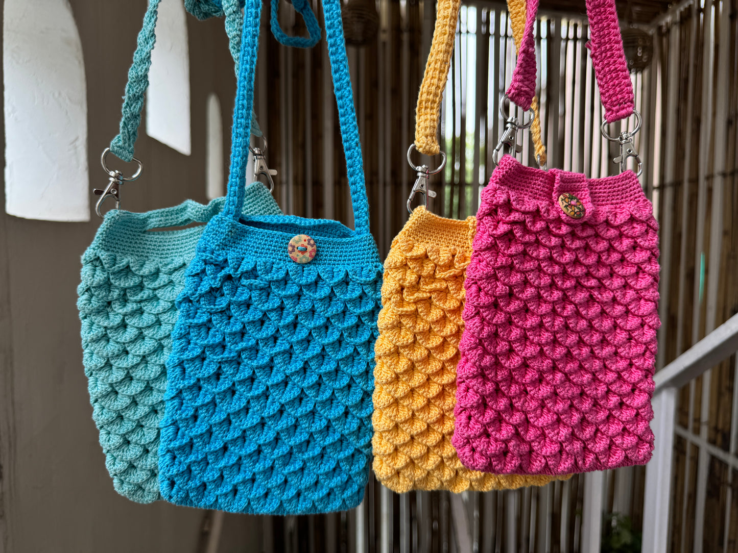 Handcrafted Crochet Sling Bag – Crocodile Stitch