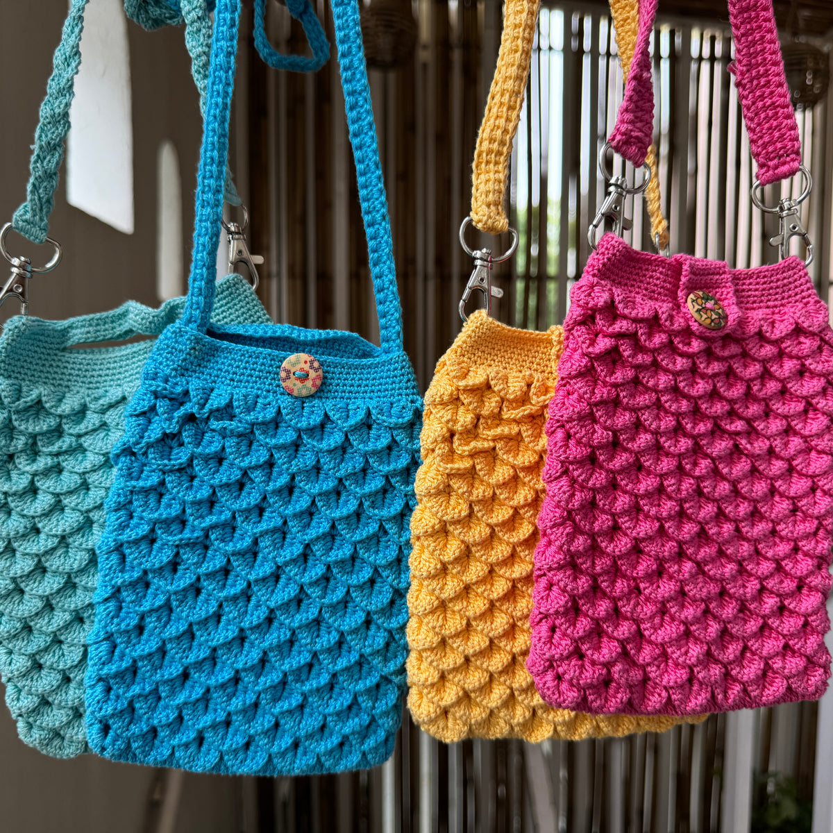 Handcrafted Crochet Sling Bag – Crocodile Stitch
