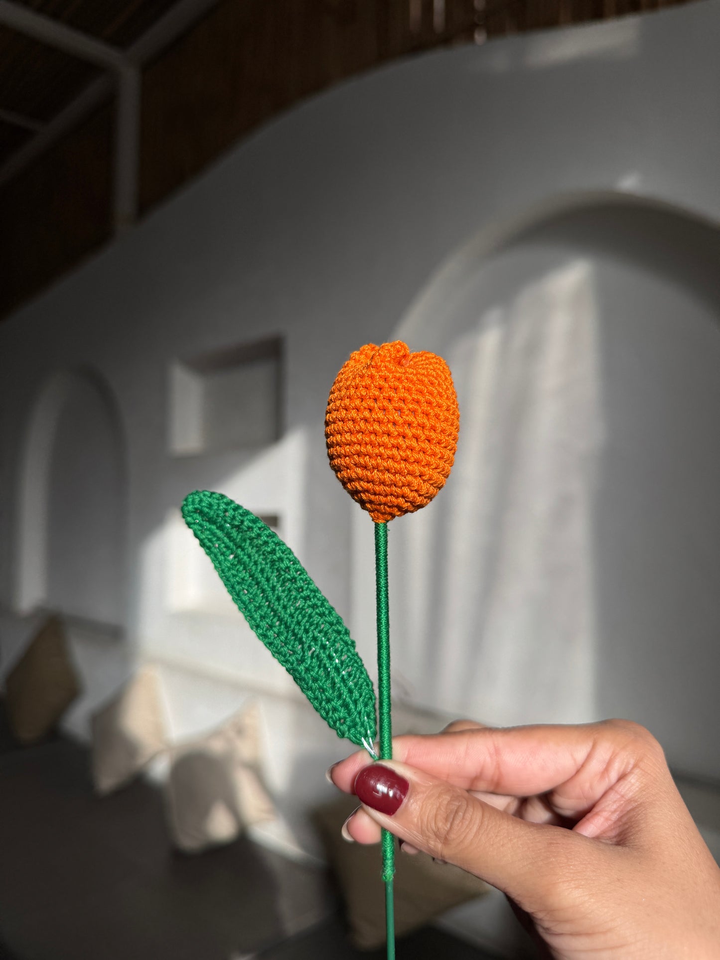Tulip Handmade Crochet Flower ( Single )