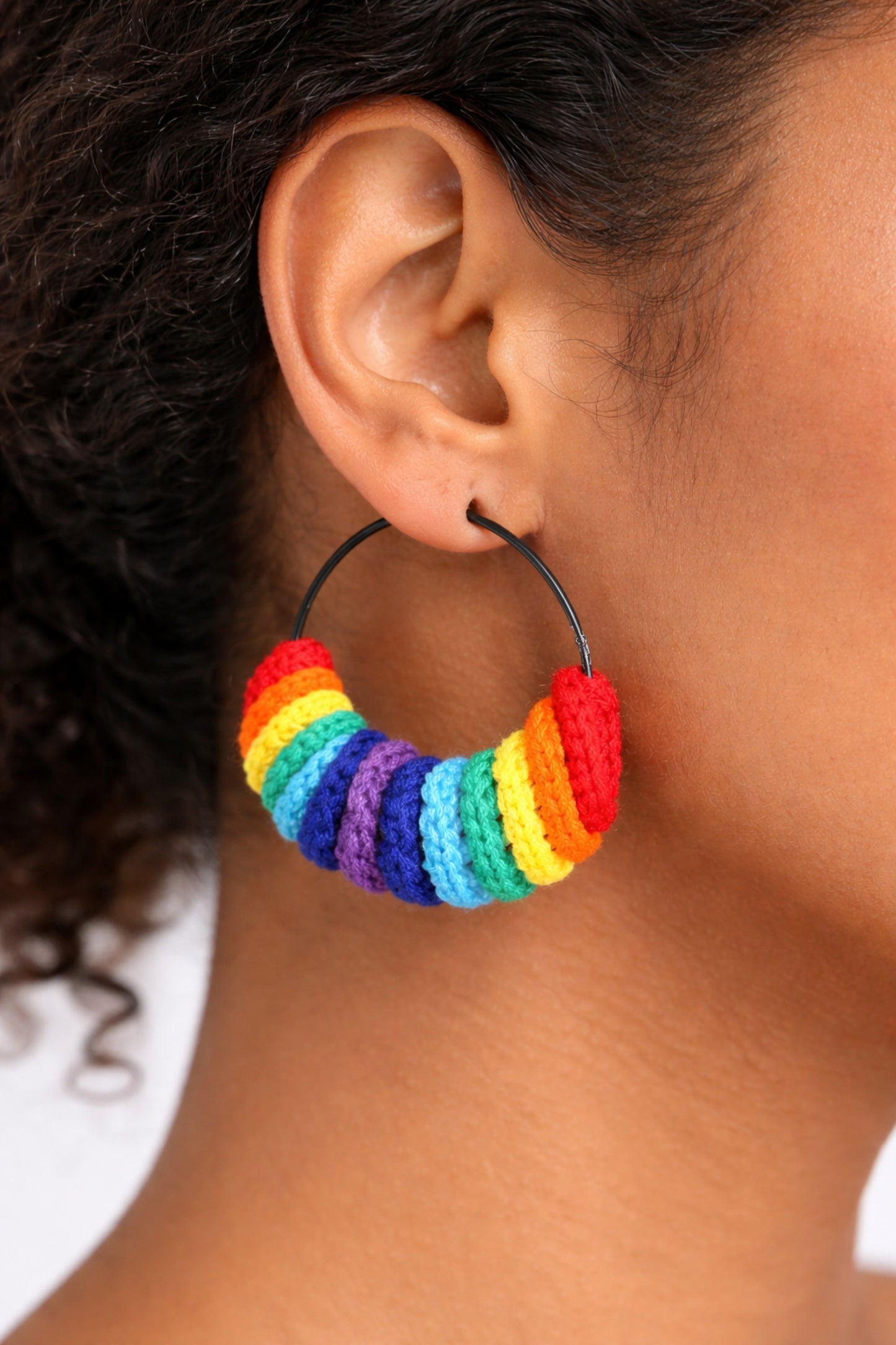 Boho Rainbow Crochet Hoops ๐