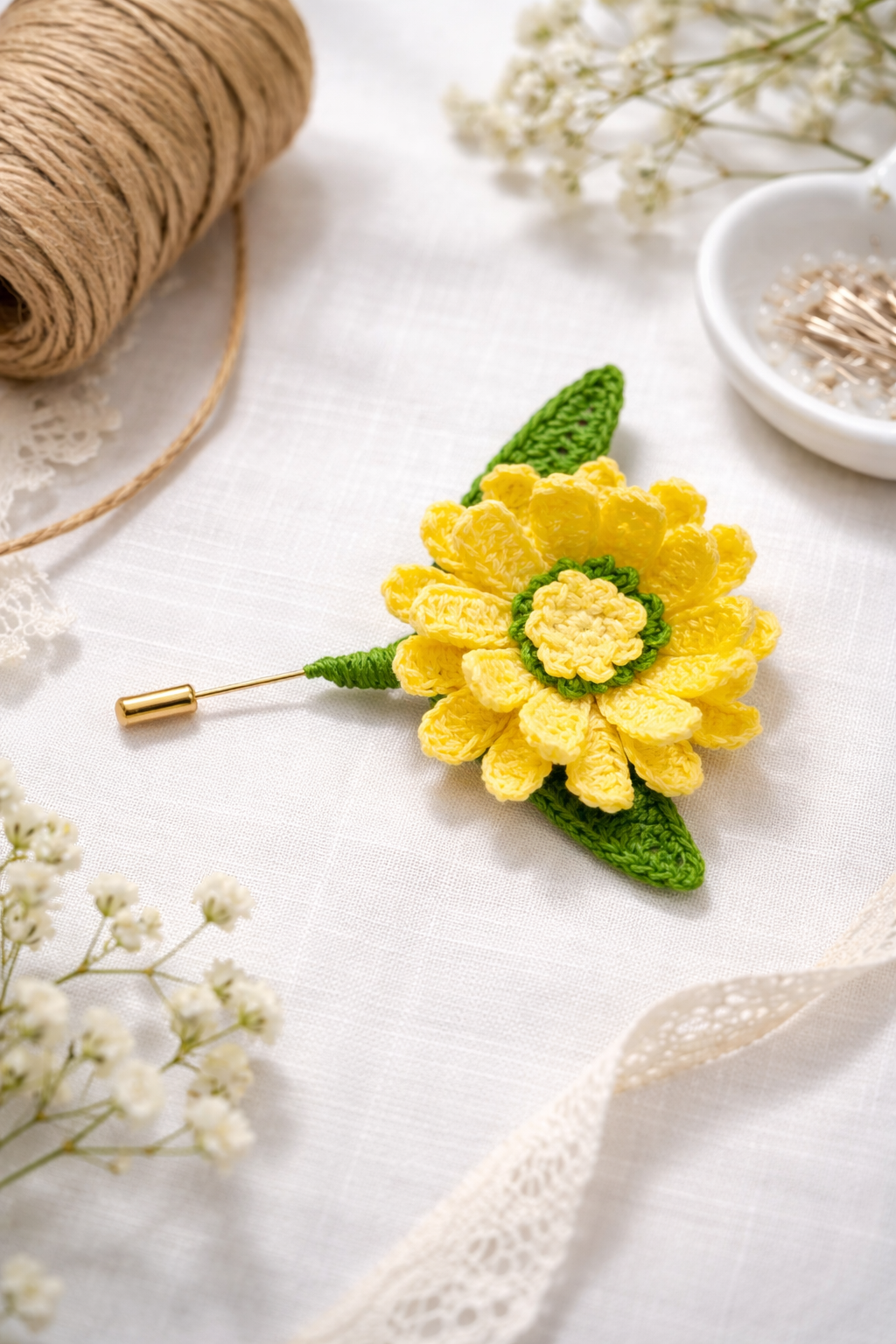 Crochet Lapel Flower Pin