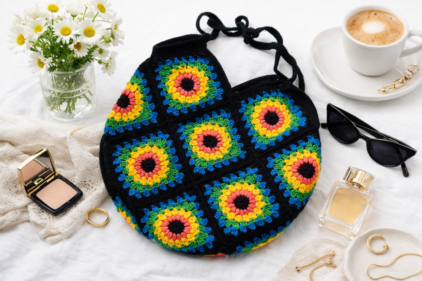 Boho Crochet Granny Square Bag