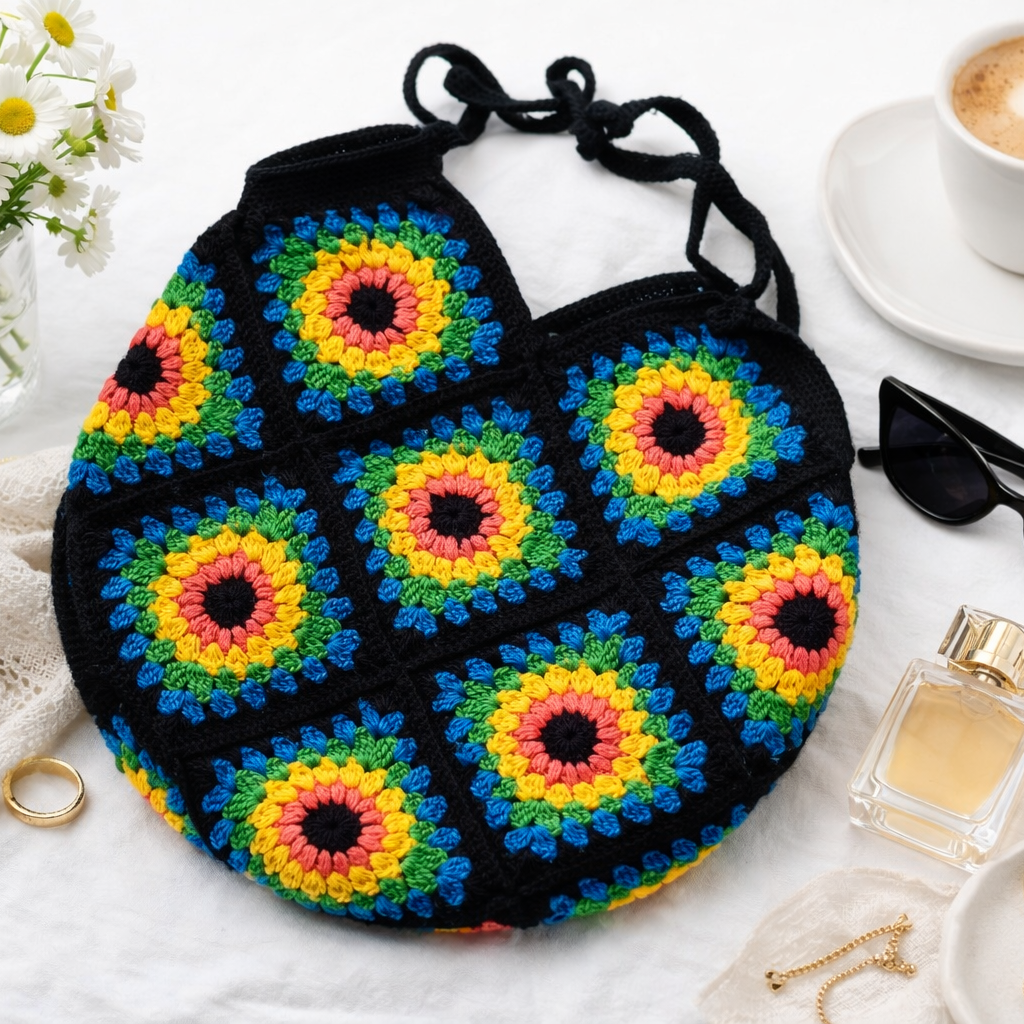 Boho Crochet Granny Square Bag