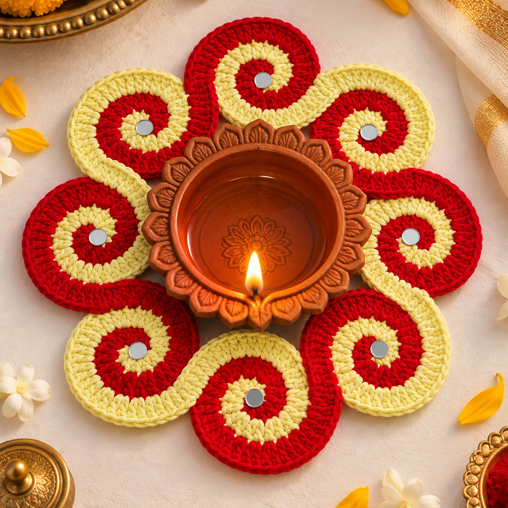 Shubh Jyoti – Handmade Crochet Diya Décor