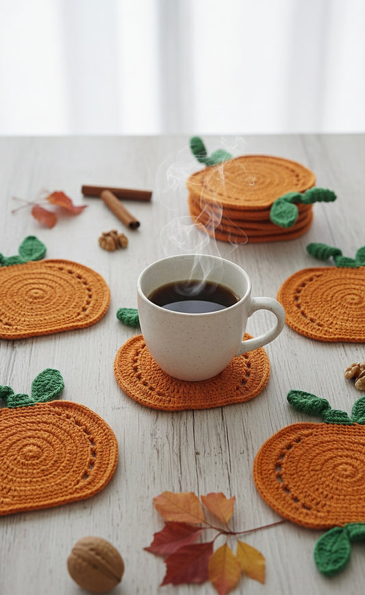 Pumpkin Crochet Coasters – Crafted with Love, Inspired by Autumn 🎃