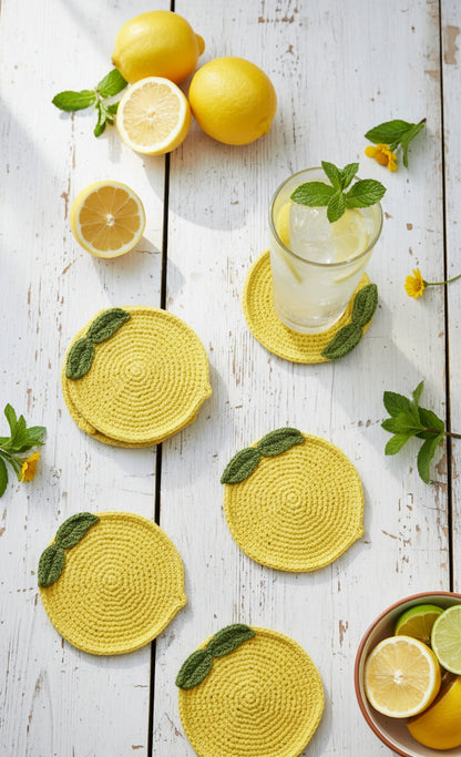 Crochet Lemon Coasters – Bringing a Splash of Sunshine to Your Table 🍋