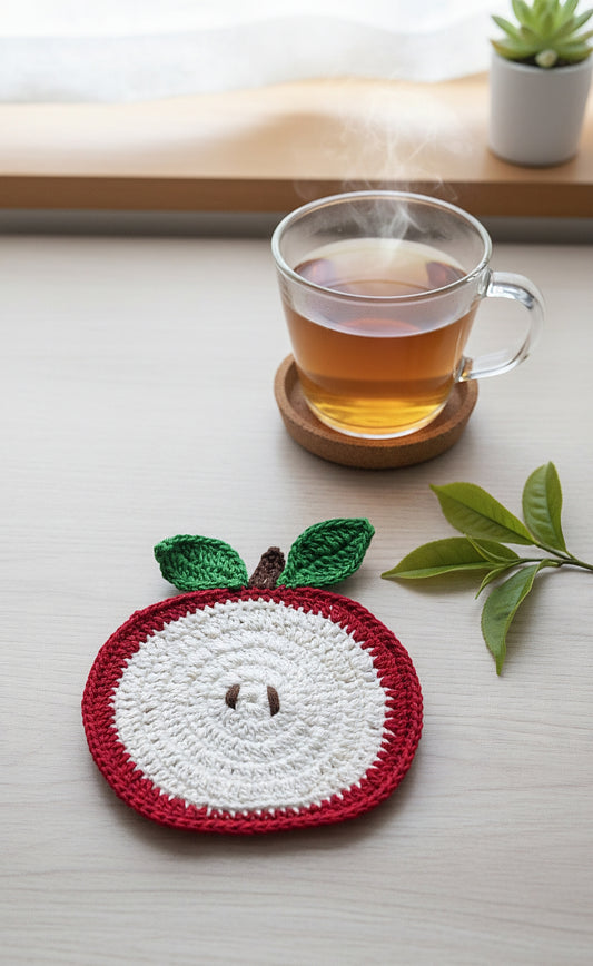 Apple Crochet Coasters – Handcrafted Freshness for Your Table 🍎