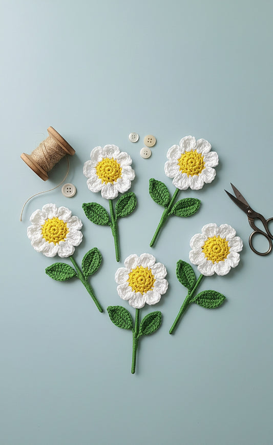 Blooming Daisy Crochet Fridge Magnet - Nature-Inspired Charm for Your Fridge 🌼
