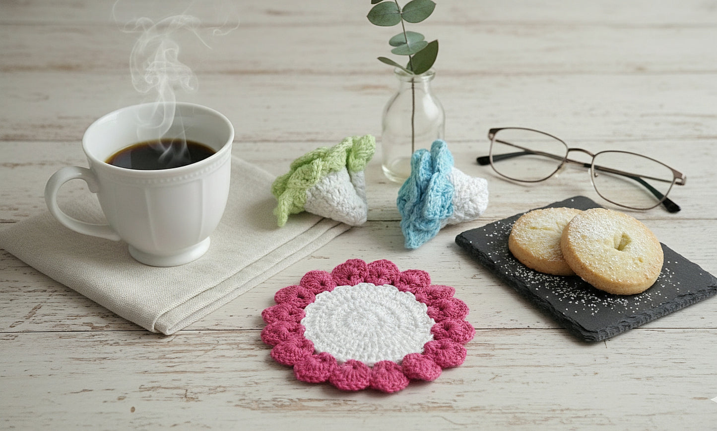 Crochet Flower Coasters – Handcrafted Elegance for Every Sip 🌷☕