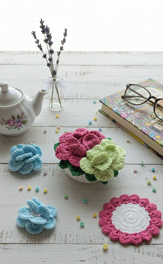 Crochet Flower Coasters – Handcrafted Elegance for Every Sip 🌷☕