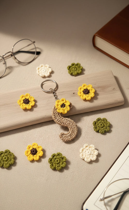 Crochet Alphabet Charm Keychain – Personalized Flair for Your Accessories 🔠💛