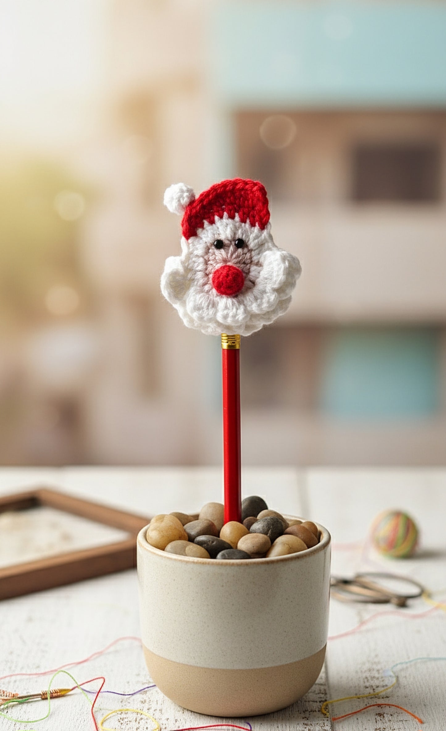 Cute Crochet Santa Pen Topper 🎅✏️