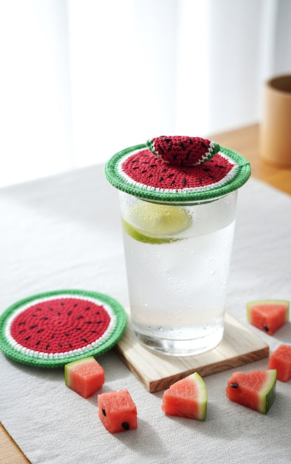 Crochet Watermelon Glass Lids – Add a Splash of Summer to Every Sip 🍉