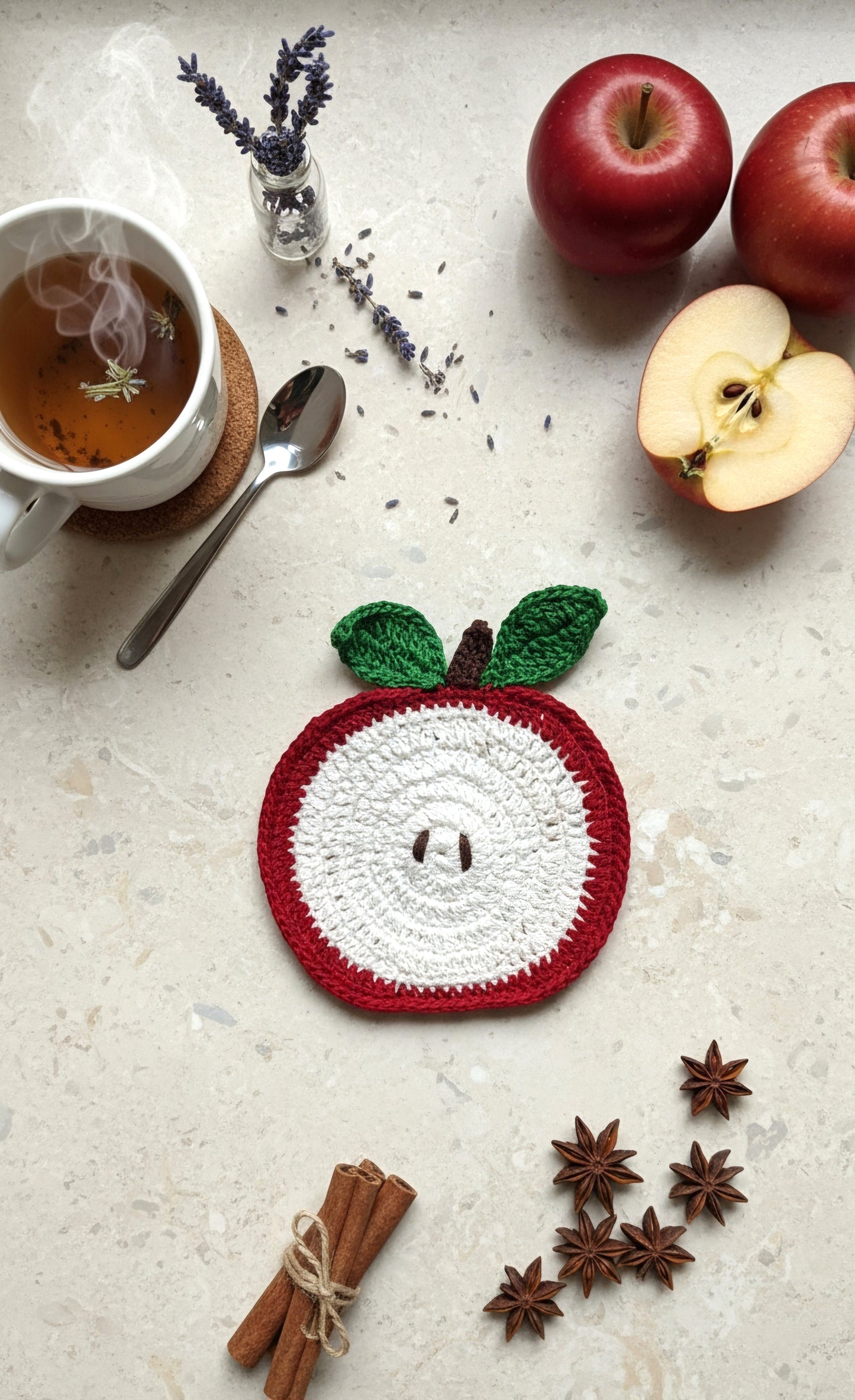 Apple Crochet Coasters – Handcrafted Freshness for Your Table 🍎