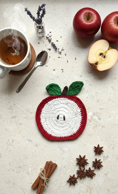 Apple Crochet Coasters – Handcrafted Freshness for Your Table 🍎