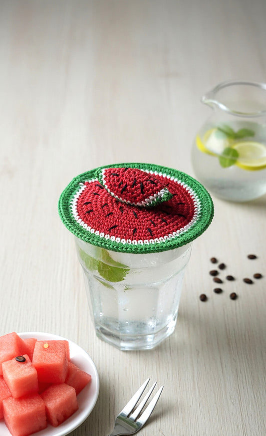 Crochet Watermelon Glass Lids – Add a Splash of Summer to Every Sip 🍉