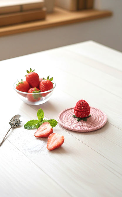 Crochet Strawberry Glass Lids – Fresh, Fun, and Handmade with Love 🍓