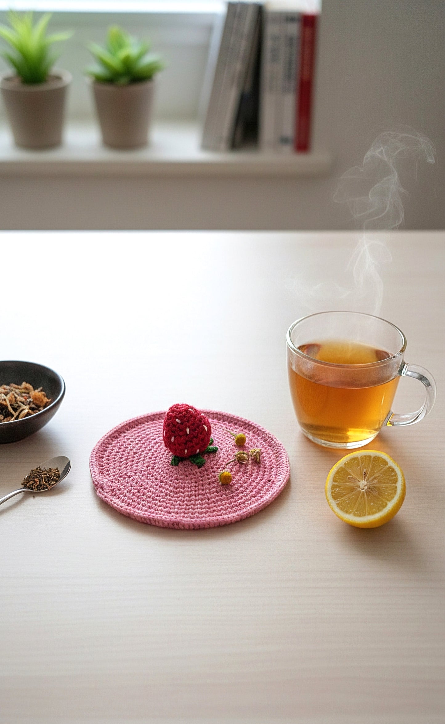 Crochet Strawberry Glass Lids – Fresh, Fun, and Handmade with Love 🍓