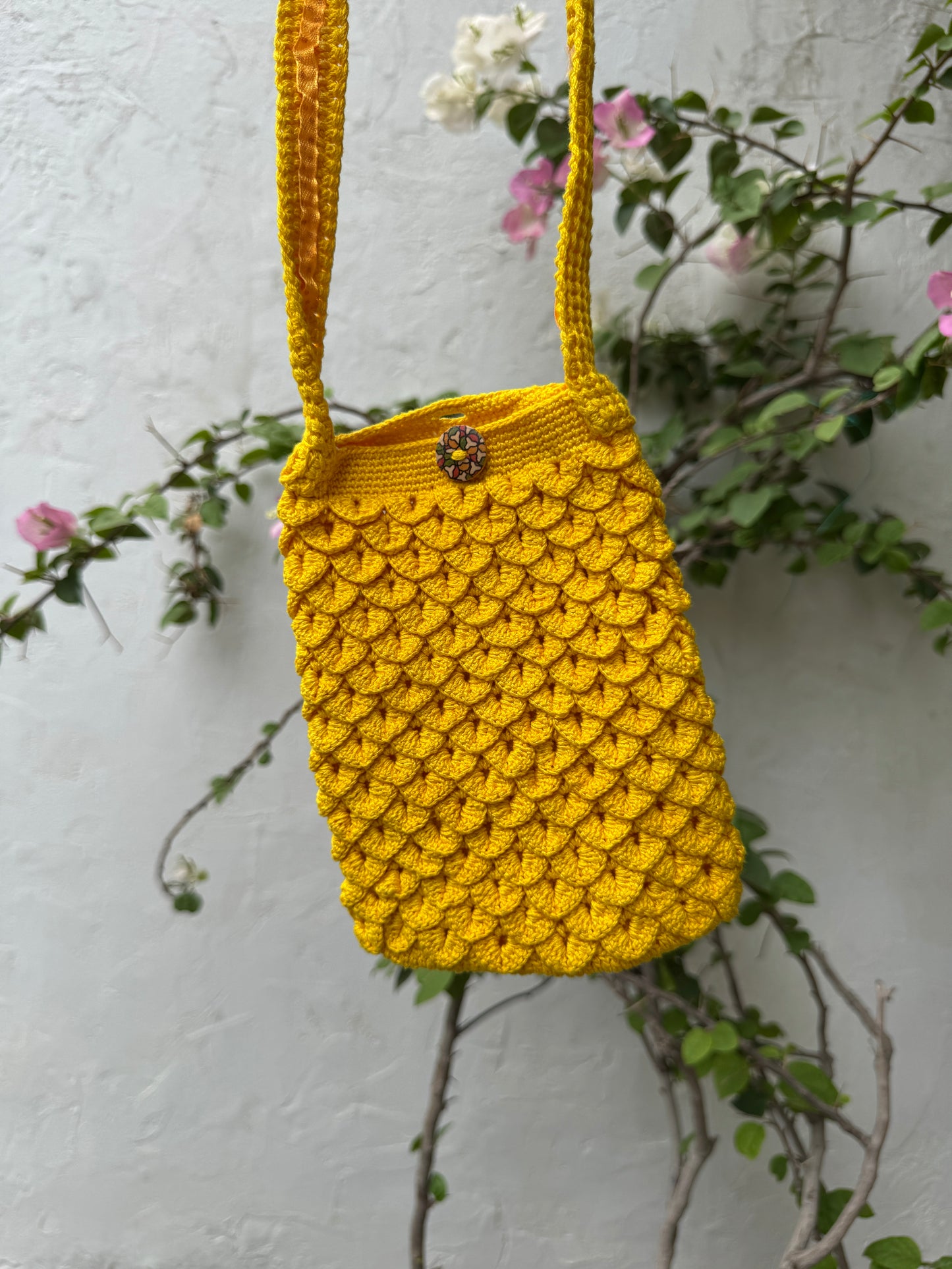 Handcrafted Crochet Sling Bag – Crocodile Stitch