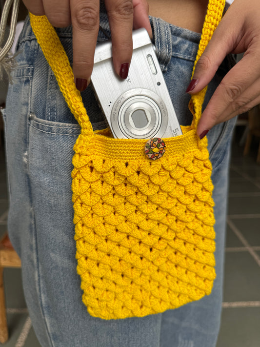 Handcrafted Crochet Sling Bag – Crocodile Stitch