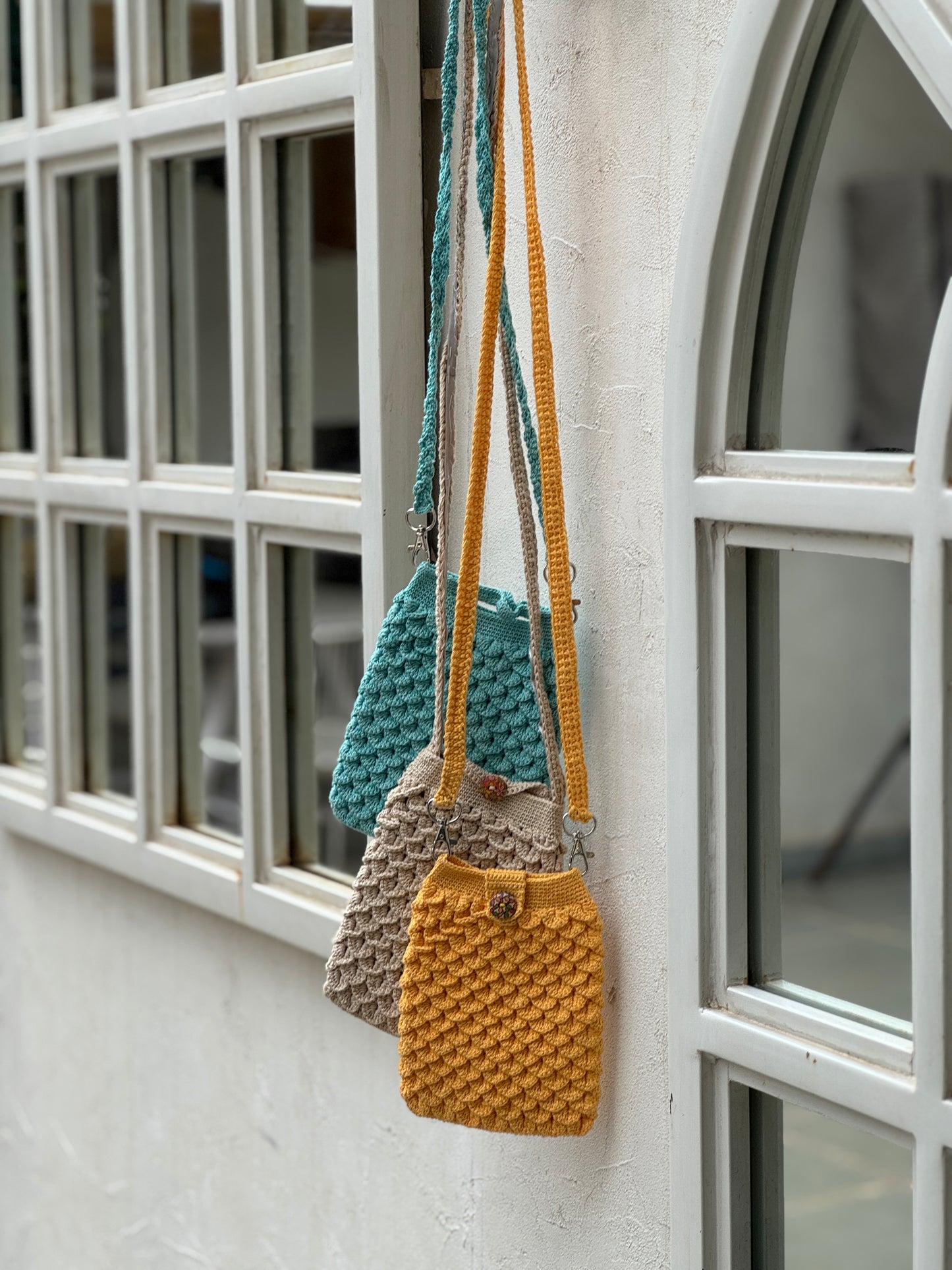 Handcrafted Crochet Sling Bag – Crocodile Stitch