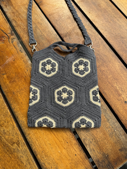 Handmade Crochet Sling Bag with Floral Pattern