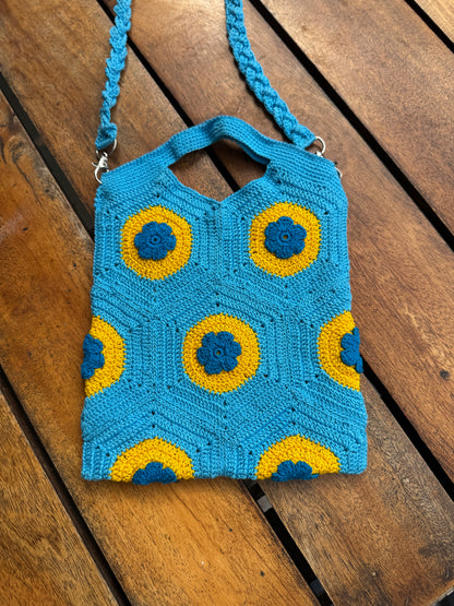Handmade Crochet Sling Bag with Floral Pattern
