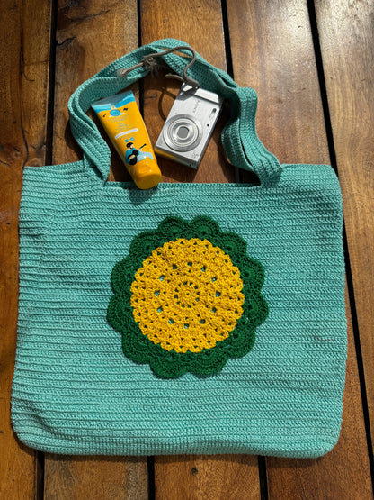 Handmade Crochet Tote Bag – Multicolor Double-Sided Design (Medium)