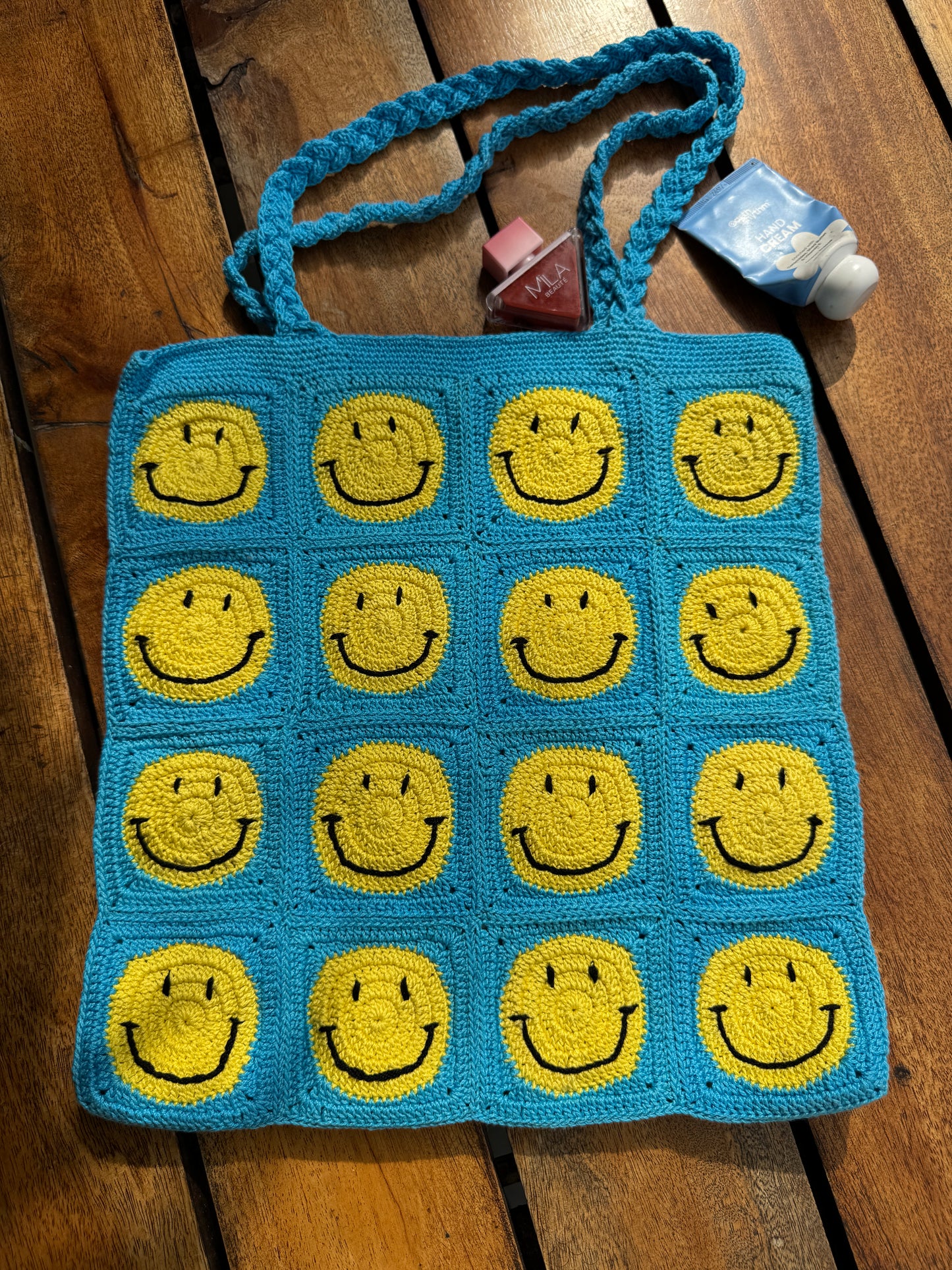 Handmade Crochet Tote Bag – Multicolor Double-Sided Design (Medium)