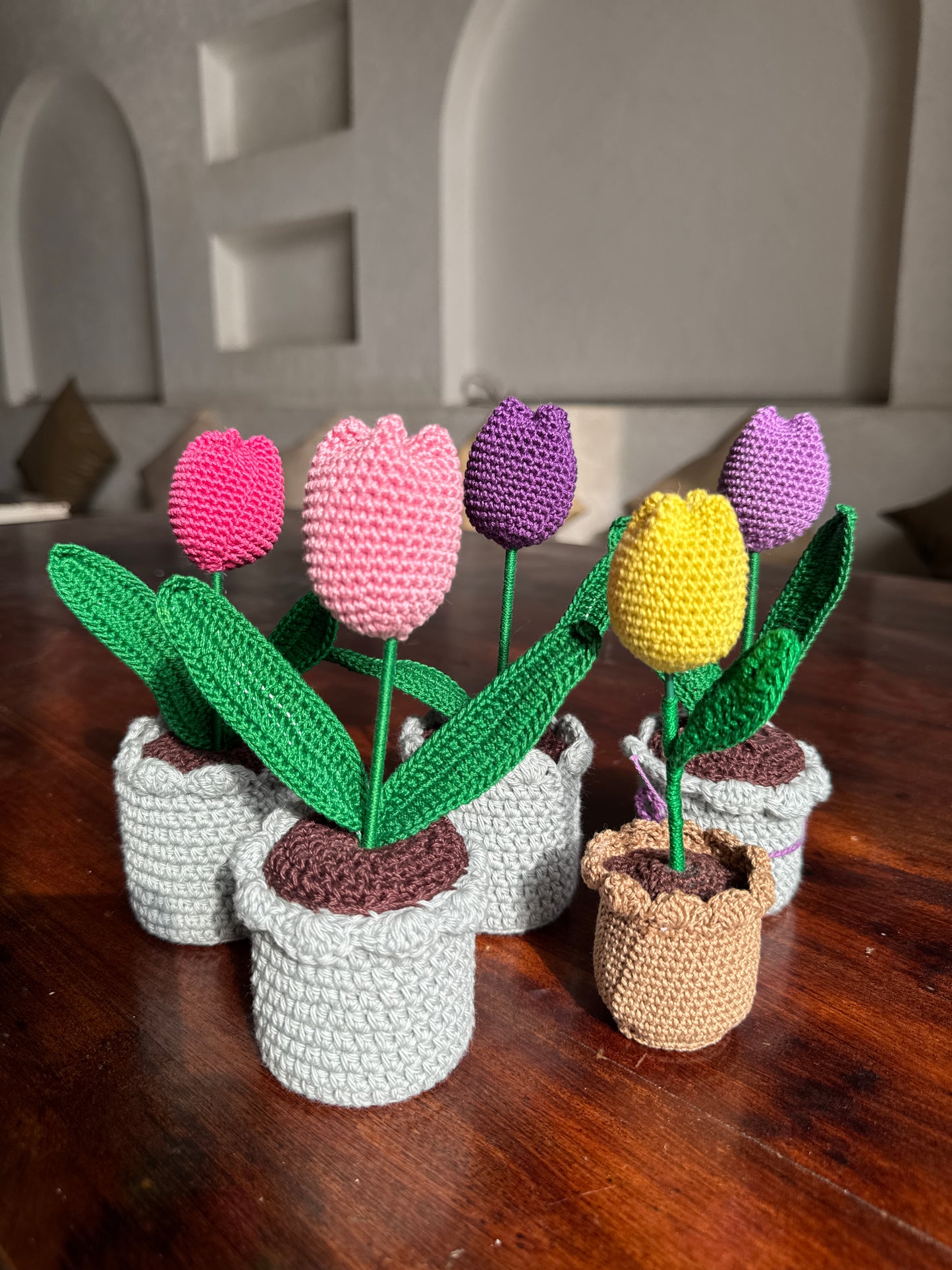 Tulip Flower Pot – Handmade Crochet ( Single )
