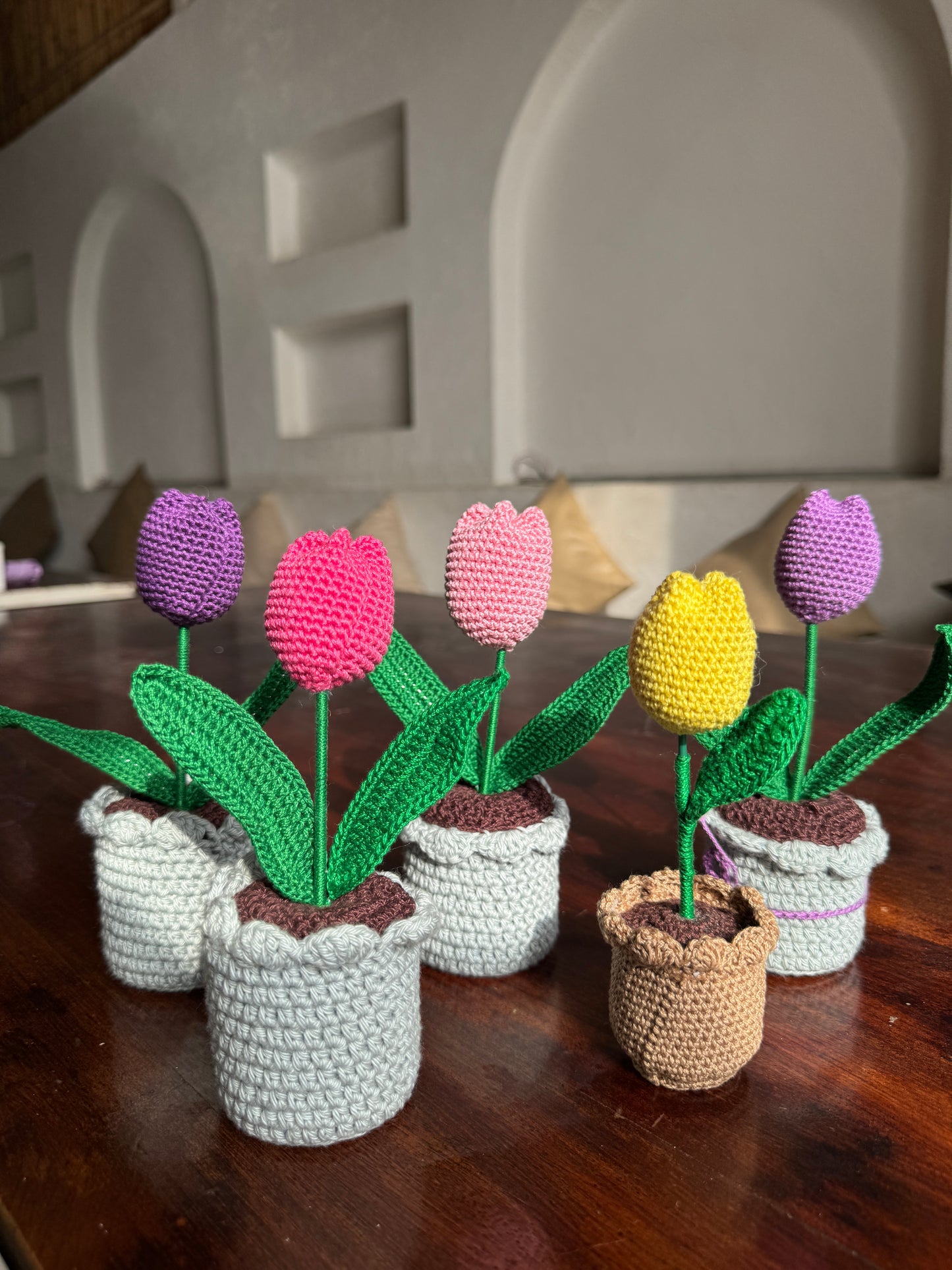 Tulip Flower Pot – Handmade Crochet ( Single )