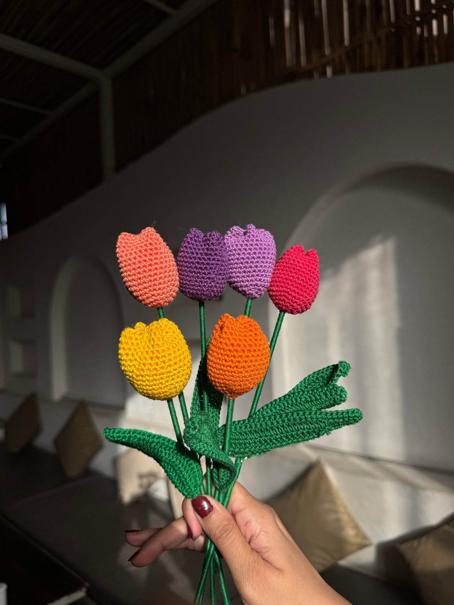 Tulip Handmade Crochet Flower ( Single )