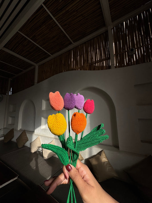 Tulip Handmade Crochet Flower ( Single )