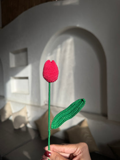 Tulip Handmade Crochet Flower ( Single )