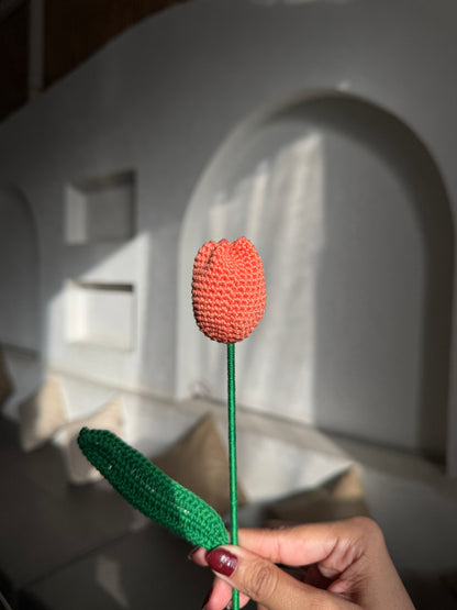 Tulip Handmade Crochet Flower ( Single )