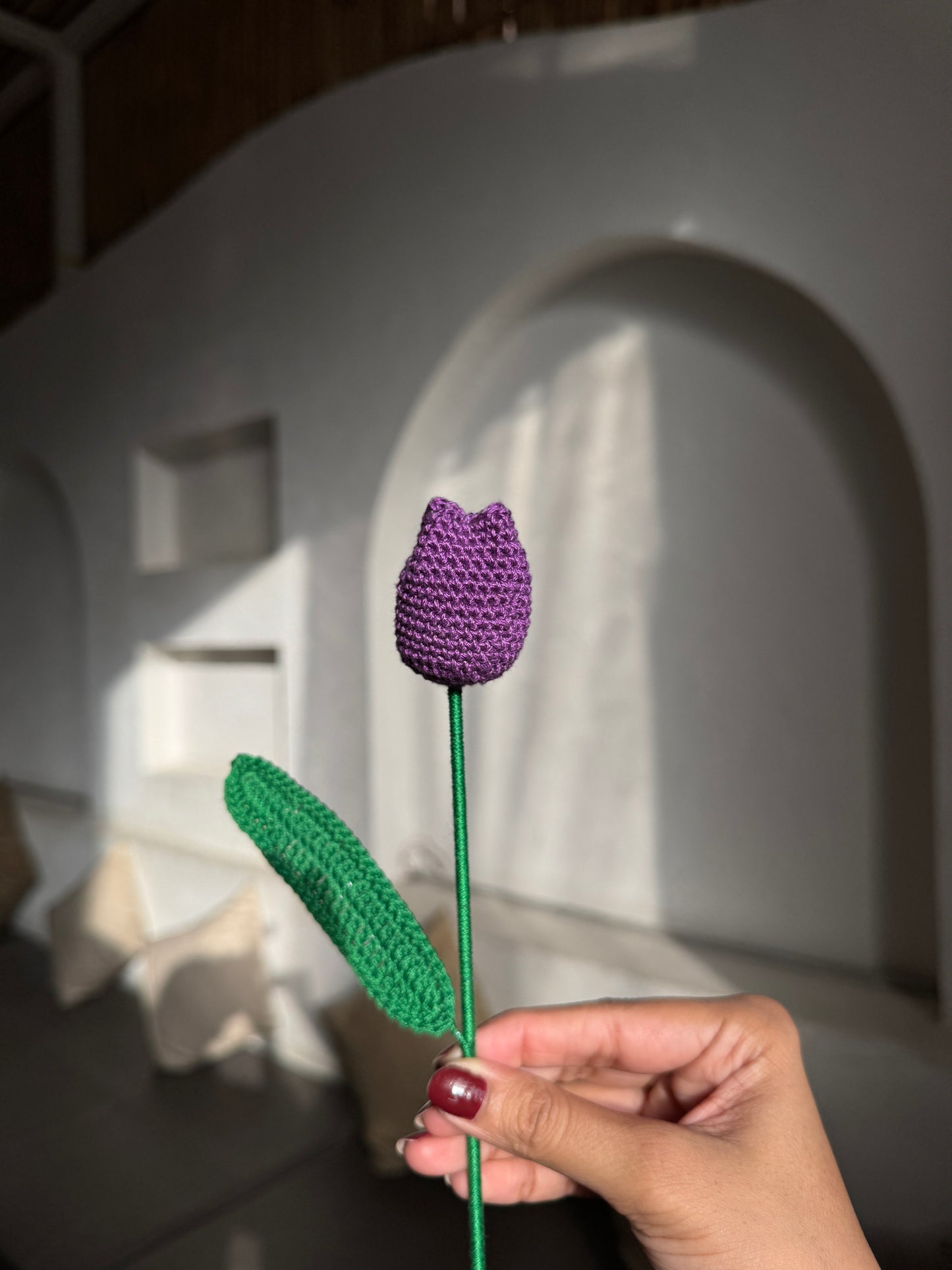 Tulip Handmade Crochet Flower ( Single )