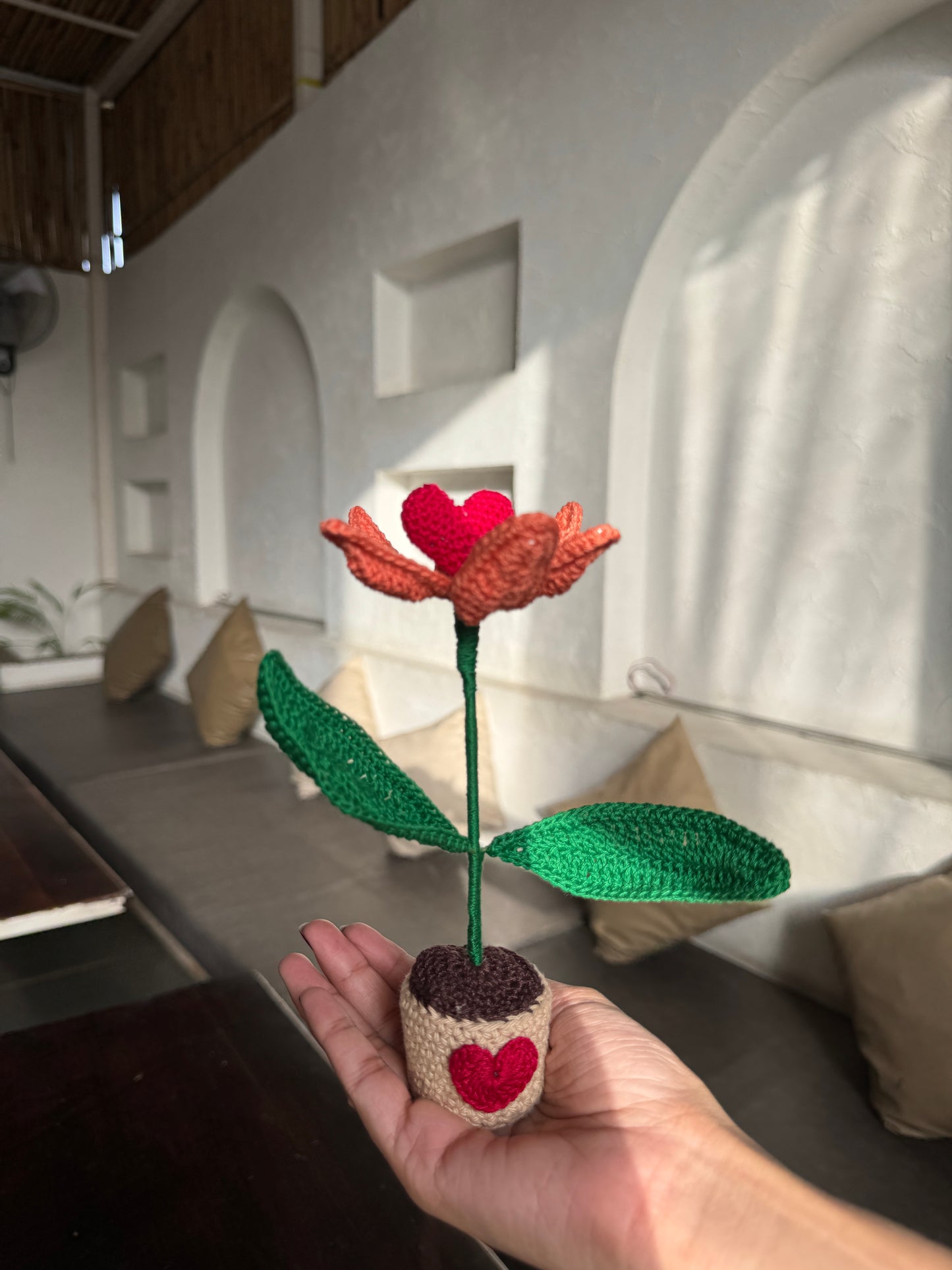 Lily With Heart Flower Pot – Handmade Crochet