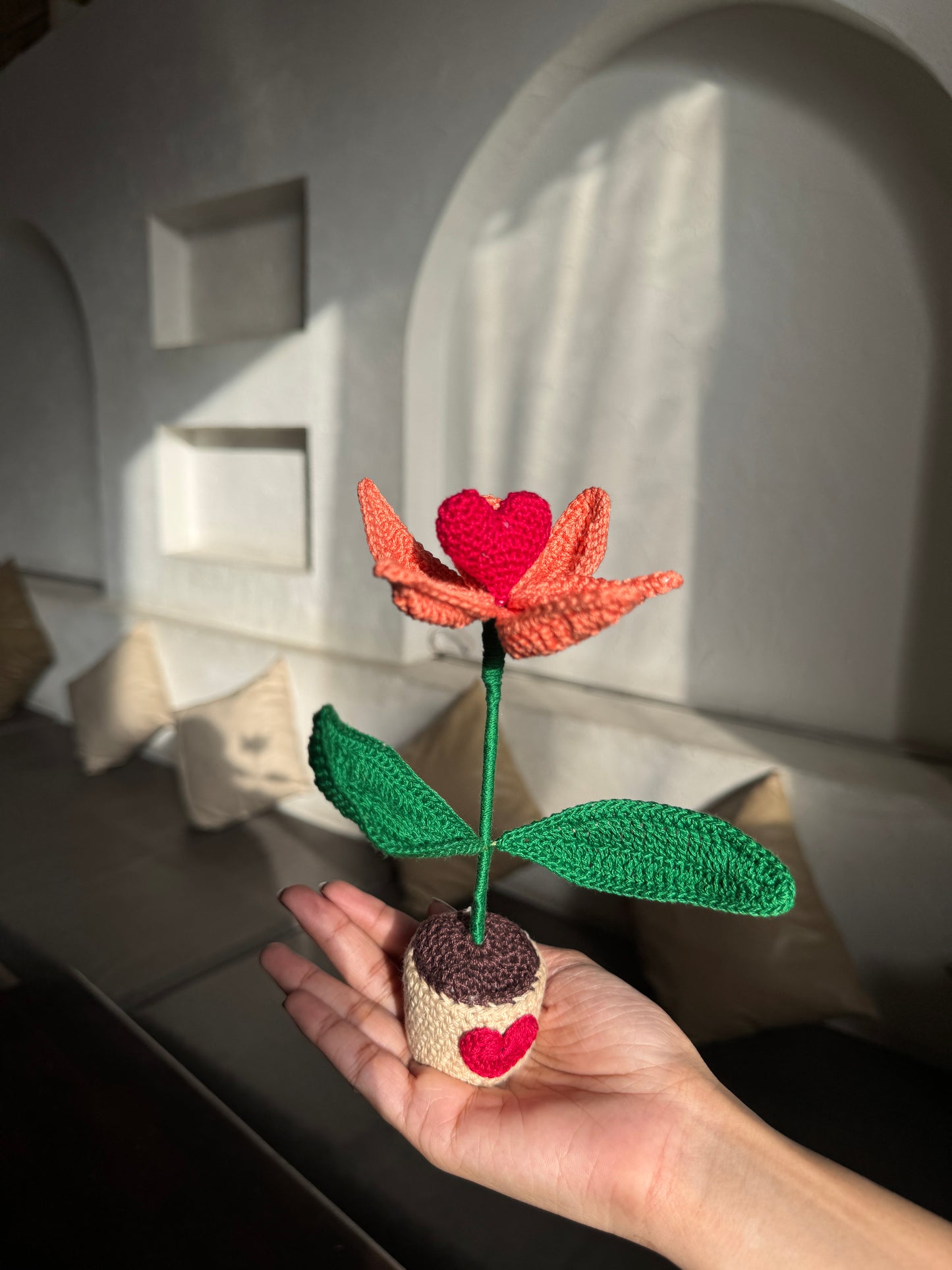 Lily With Heart Flower Pot – Handmade Crochet