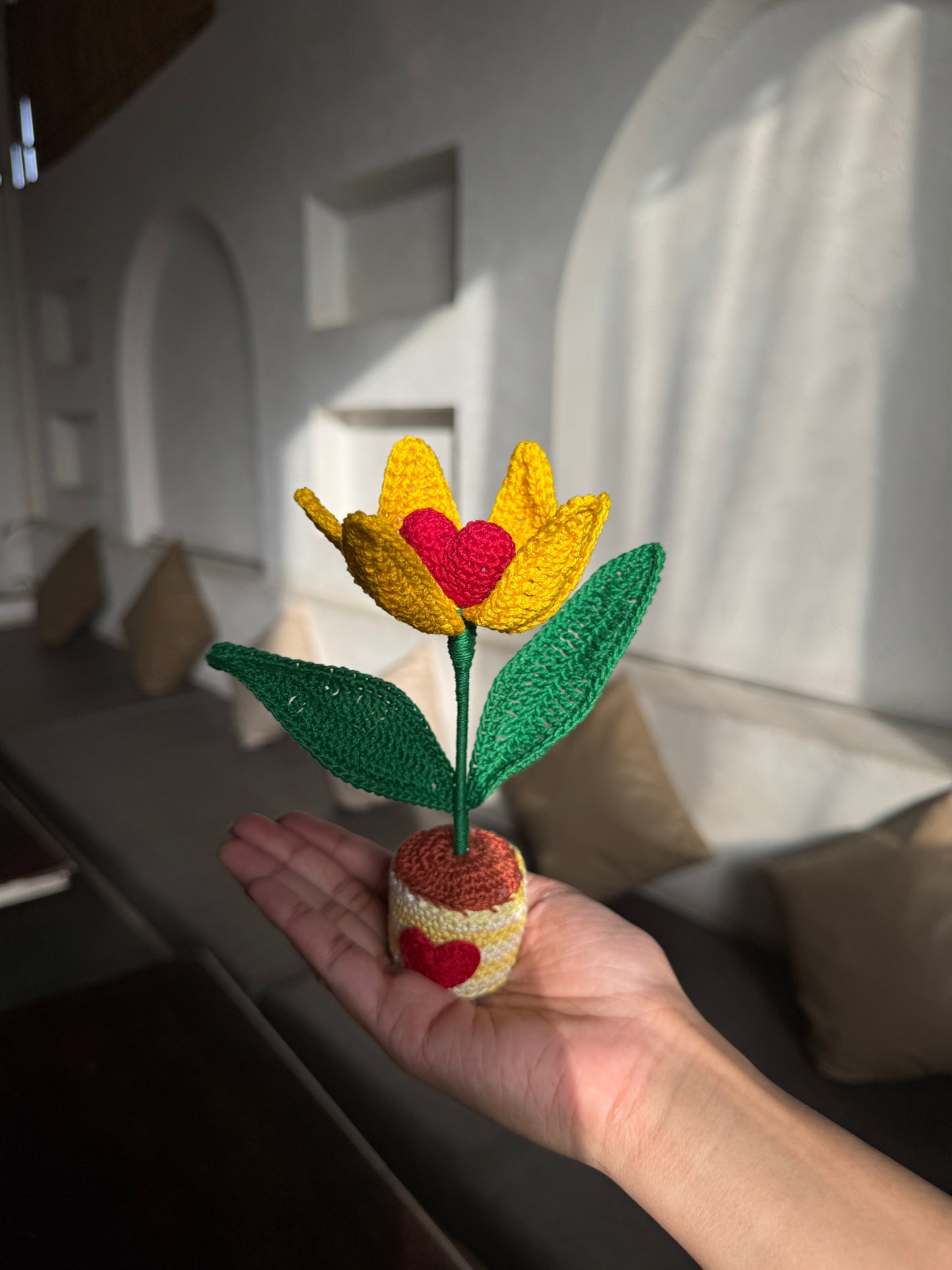 Lily With Heart Flower Pot – Handmade Crochet