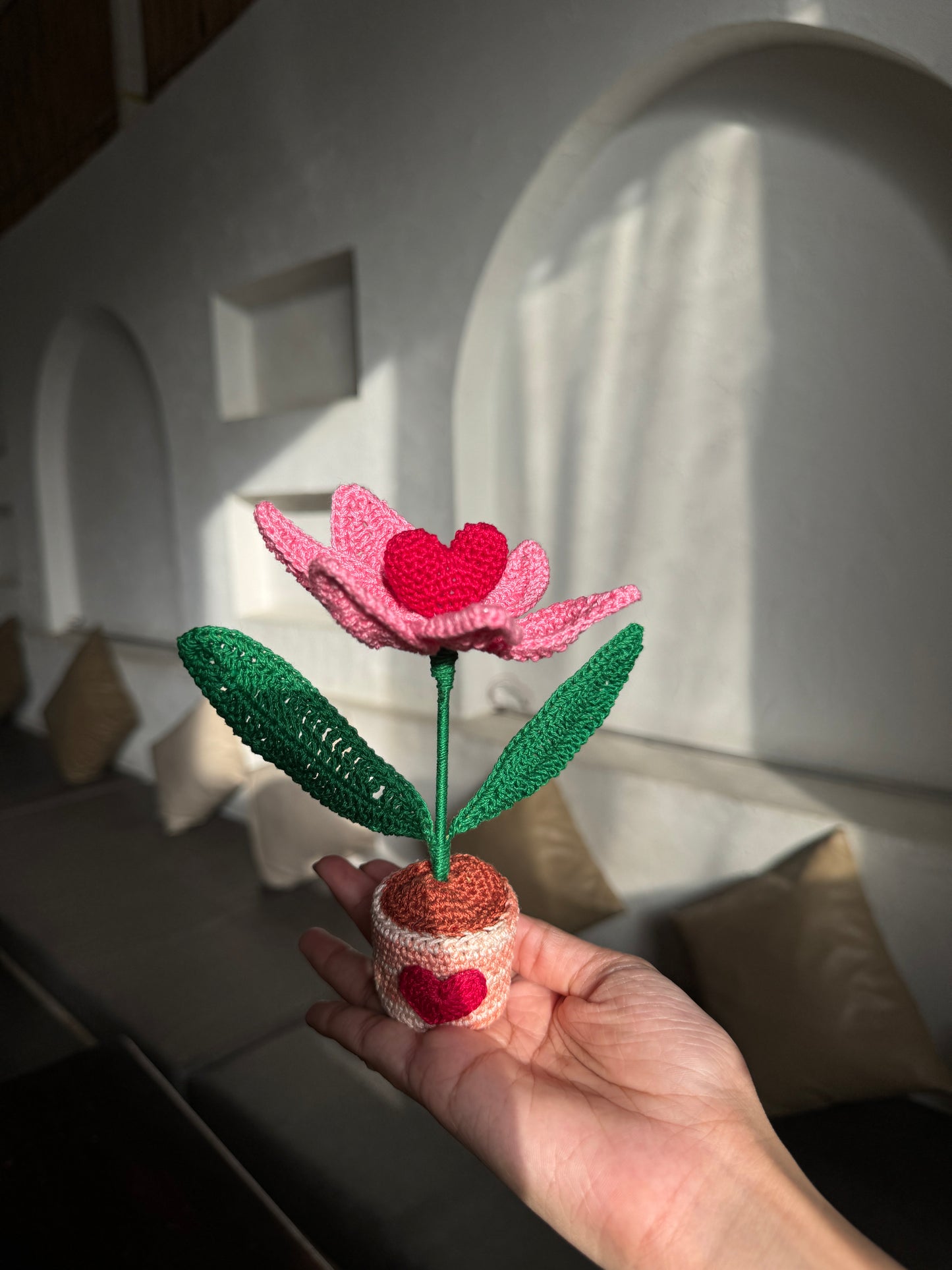 Lily With Heart Flower Pot – Handmade Crochet
