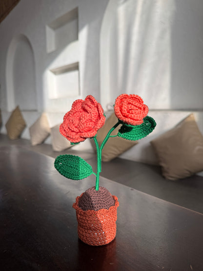 Rose Flower Pot – Handmade Crochet