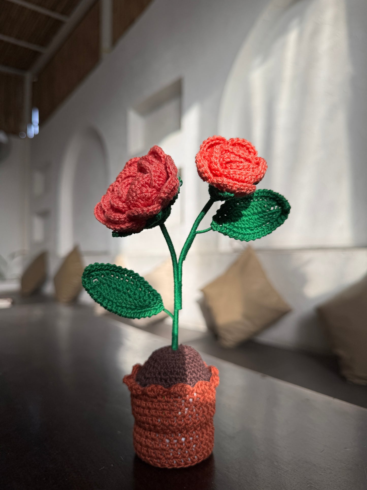 Rose Flower Pot – Handmade Crochet