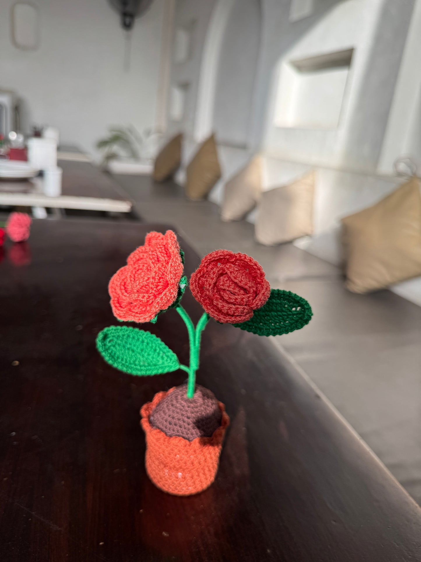 Rose Flower Pot – Handmade Crochet