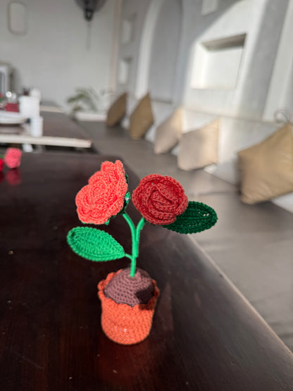 Rose Flower Pot – Handmade Crochet