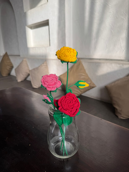 Rose Flower Pot – Handmade Crochet