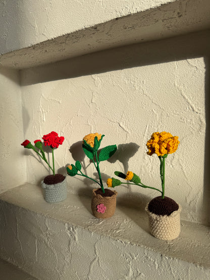 Marigold Small Flower Pot – Handmade Crochet